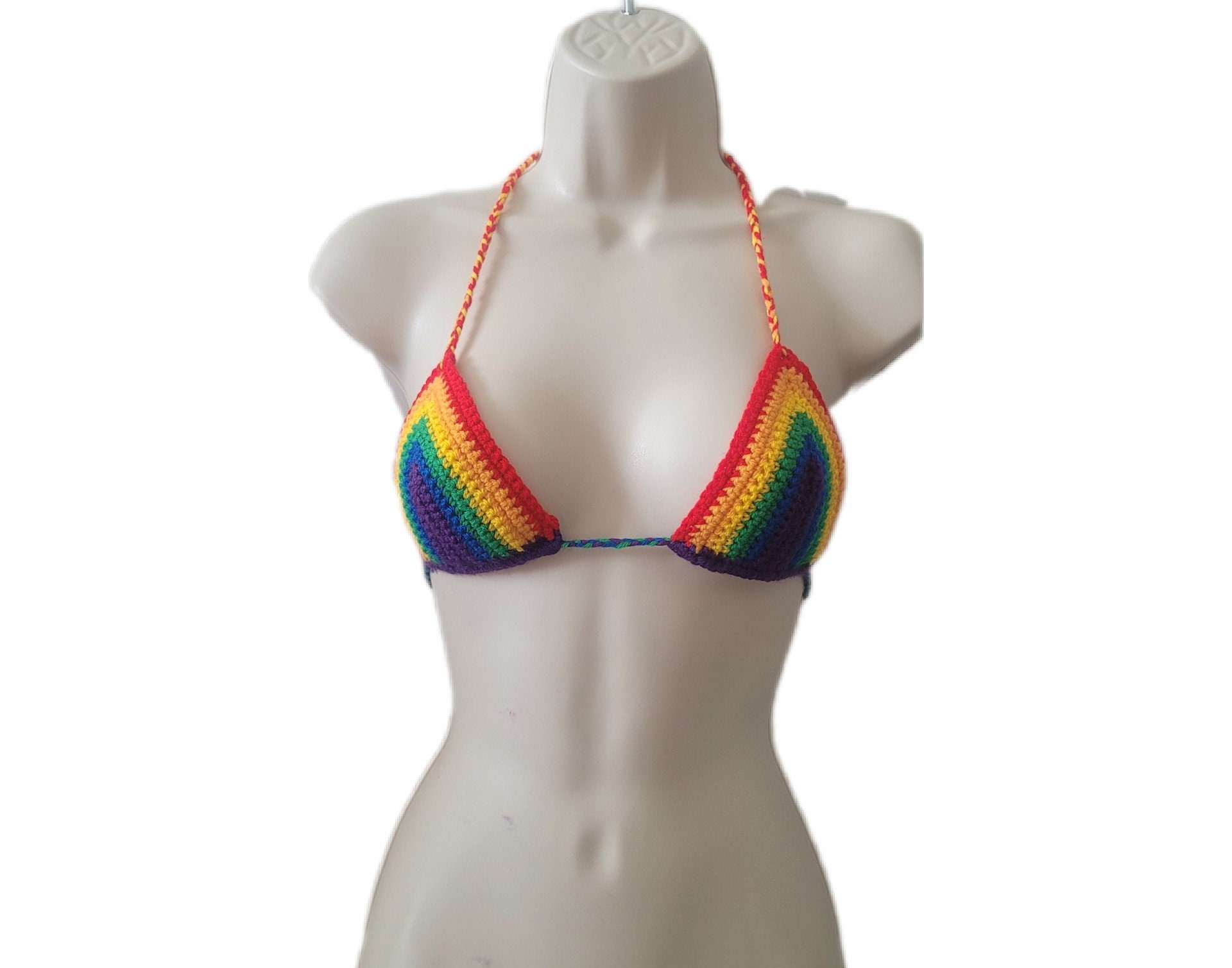 Neides-Boutique Rainbow Crochet Bikini Top