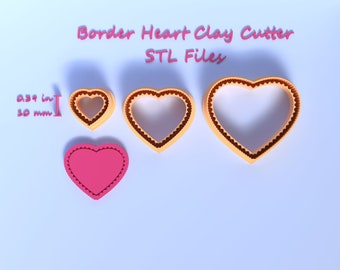 Digital STL File | Border Heart Clay Cutter 3 sizes | 3 files