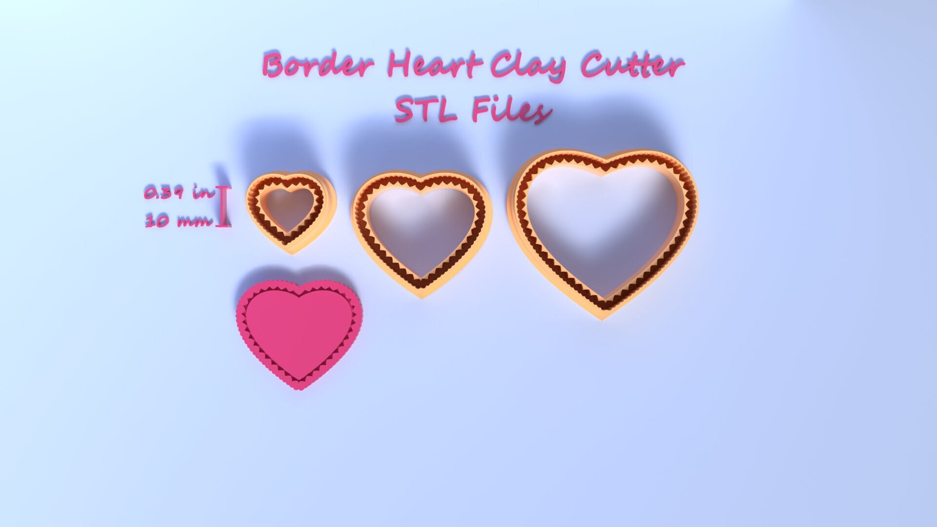 デジタル STL ファイル | ボーダー ハート クレイ カッター 3 サイズ | 3 ファイル - Etsy 日本, image size:1920x1080