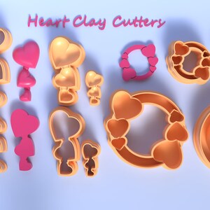 Digital STL Files | Heart Clay Cutters Set | 14 files