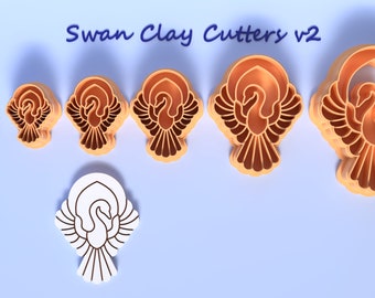 Digital STL File | Swan Polymer Clay Cutters v2 5 sizes | 5 files