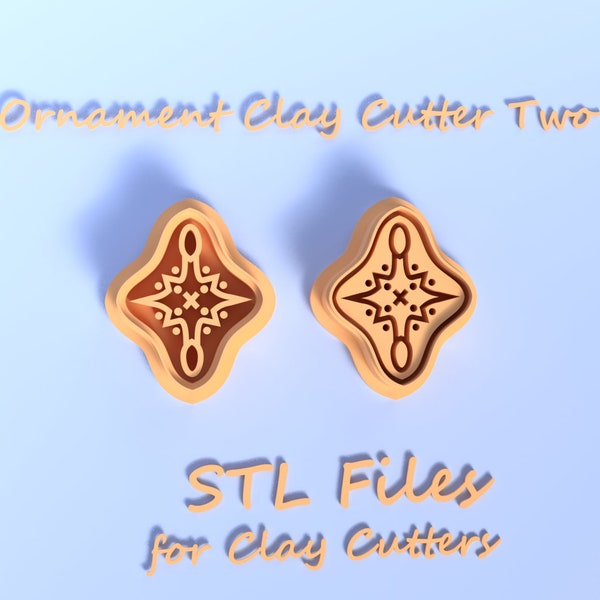 Digital STL File | Ornament Clay Cutter Rhombus Shape (Embossing and Debossing Cutters) | 2 files