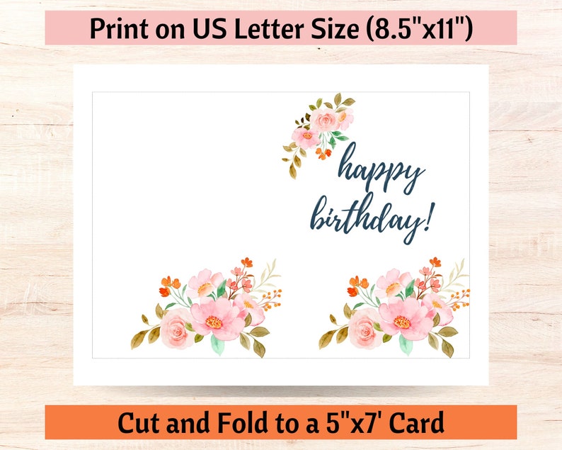 Birthday Printable Card Happy Birthday Card for Her Birthday - Etsy