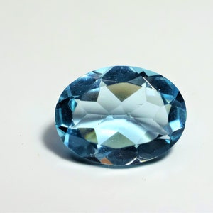 7.8 Carat Natural Blue Topaz Oval Shape Faceted Loose Gemstone for Making Jewelry 16*12 mm