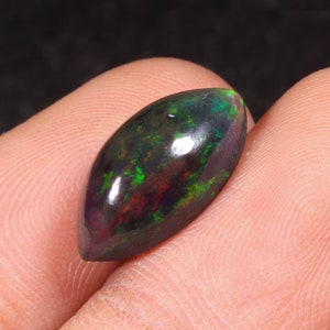 Opal, Black Opal, Black Smoked Opal, Ethiopian Opal, Multi Fire Opal, Welo Opal Cabochon, Marquise Opal, for Gift 3.55 Ct 16X9X6 MM A-109