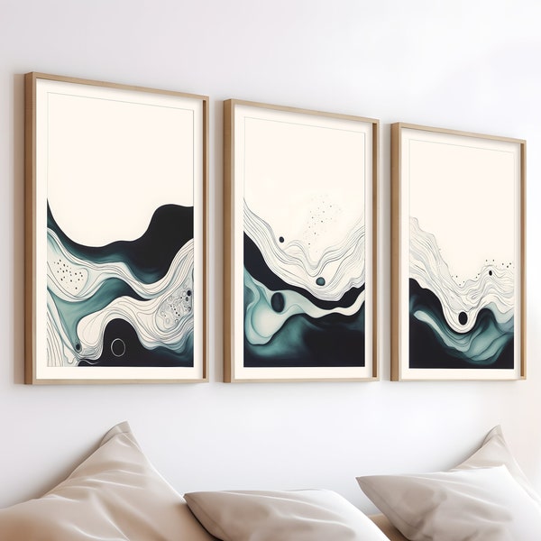 Japandi Wall Art, 3 piece wall art, Triptych Wall Art, Zen Wall Art, Line Art,  Abstract Art, Wabi Sabi Art, Sea Art