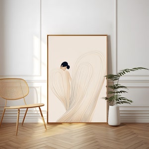 Japandi Abstraktes Poster, Wabi Sabi Dekor, Hygge ästhetisches Poster, Neutrale Zen Kunst