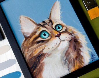 Wondering Cat - Acrylic painting, Cute cat