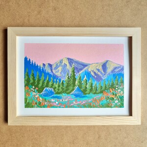 Tatra Mountain Dolina Mała Łąki Original Painting with regional wooden house Polish Tatra Mountains Fauvism Pastel Colors Acrylic image 1