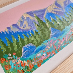 Tatra Mountain Dolina Mała Łąki Original Painting with regional wooden house Polish Tatra Mountains Fauvism Pastel Colors Acrylic image 2