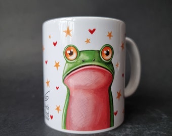 Sad Coffee Frog, Mug, mug frog, funny gift, 330 ml, Coffee, Coffee Lover, Tea lover