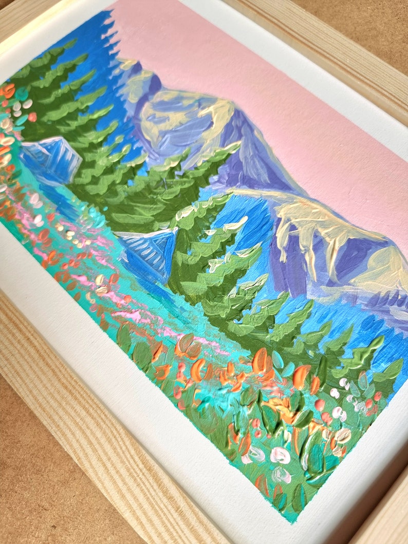 Tatra Mountain Dolina Mała Łąki Original Painting with regional wooden house Polish Tatra Mountains Fauvism Pastel Colors Acrylic image 3