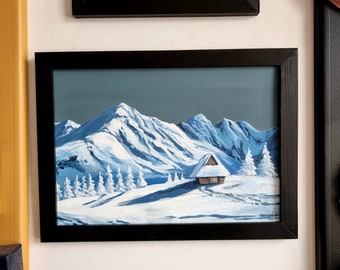 Tatra Mountain - Original Painting, Hala Gasienicowa, Forest, Polskie Tatry, Akryl, Winter mountain, cottage