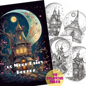 49 Moon Fairy Houses Coloring Page | Printable Pdf | Fairy House Adult Coloring Page | Download Instant  Pdf | Fairy Coloring Book