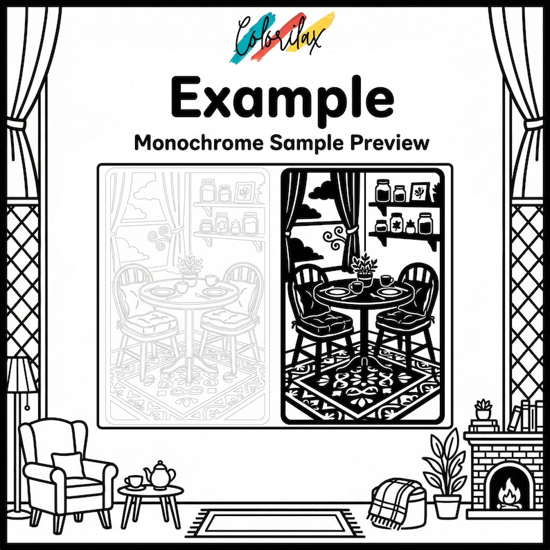 50 Cozy House Retreat Cozy Home Monochrome Coloring Pages Adult Coloring Printable Instant Download Stress Relief Mindfulness image 4
