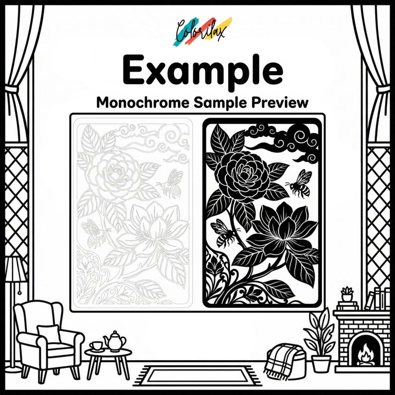 50 Summer Flowers Blossom MonoChrome Coloring Pages Adult Coloring Book Printable Plants Leaves Instant Download Stress Relief PDF image 6