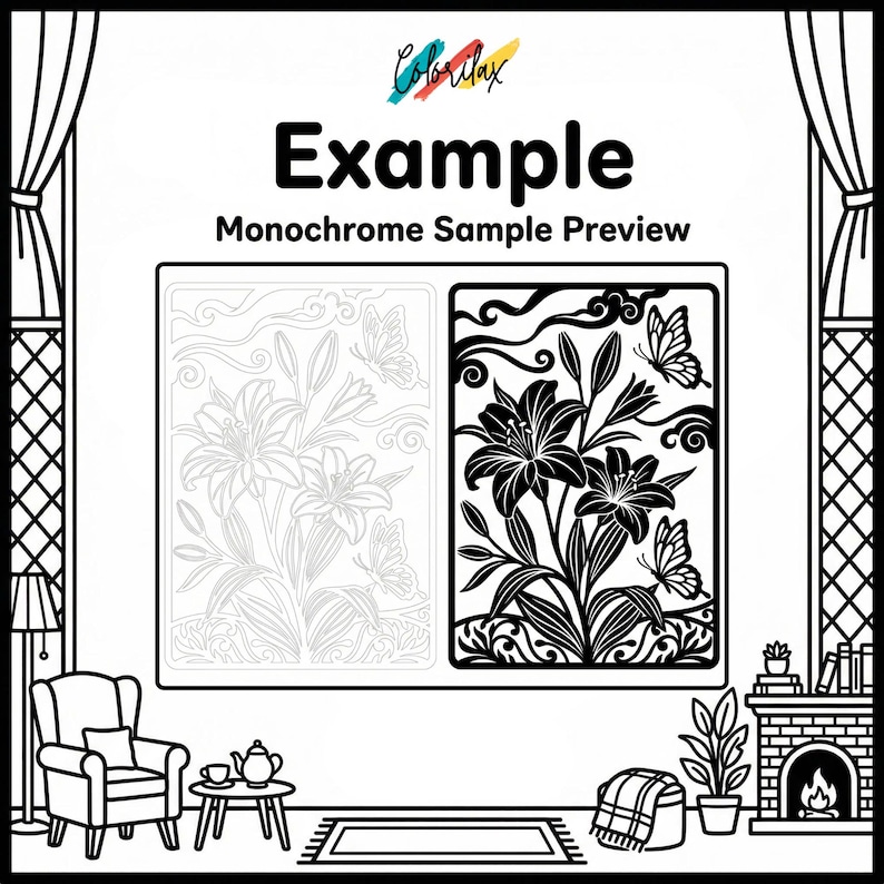 50 Summer Flowers Blossom MonoChrome Coloring Pages Adult Coloring Book Printable Plants Leaves Instant Download Stress Relief PDF image 4