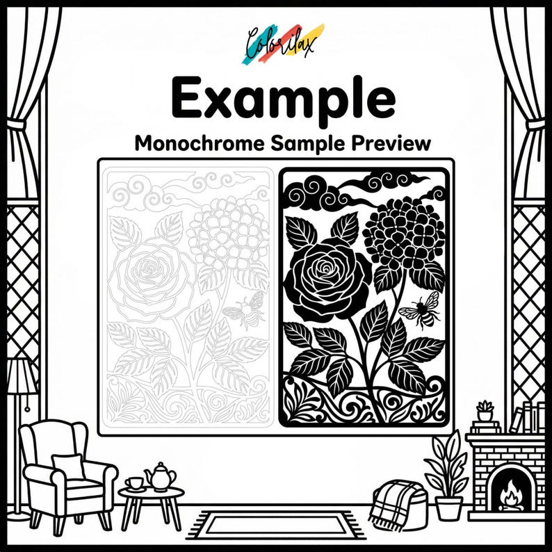 50 Summer Flowers Blossom MonoChrome Coloring Pages Adult Coloring Book Printable Plants Leaves Instant Download Stress Relief PDF image 18