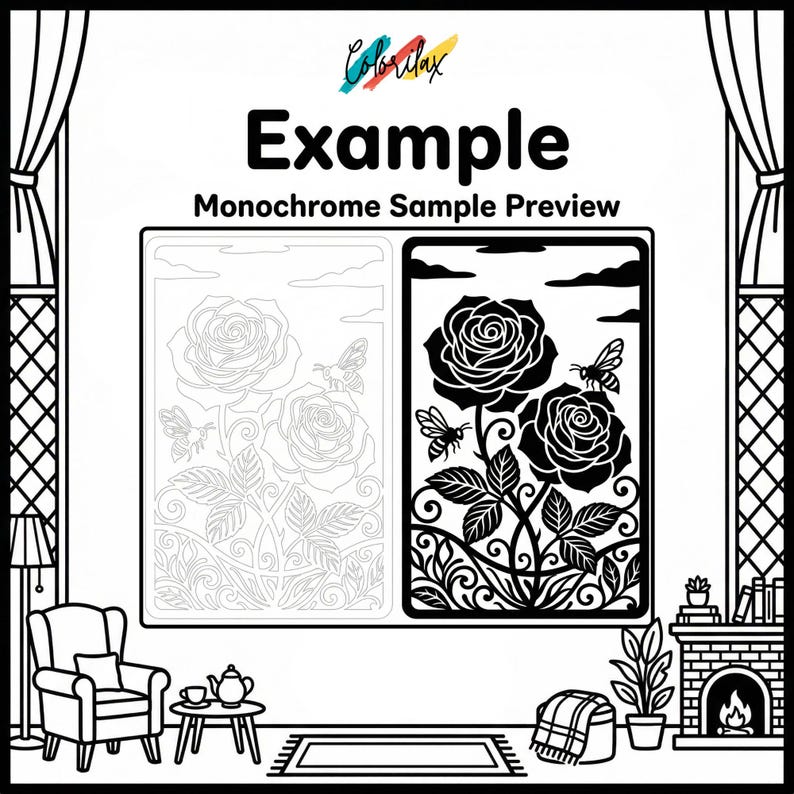 50 Summer Flowers Blossom MonoChrome Coloring Pages Adult Coloring Book Printable Plants Leaves Instant Download Stress Relief PDF image 15