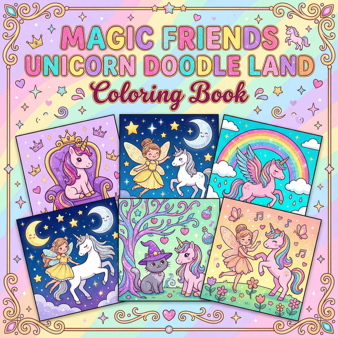 50 Magic Friends Unicorn Coloring Pages Kids Ages 4-8 Learn to Color ...