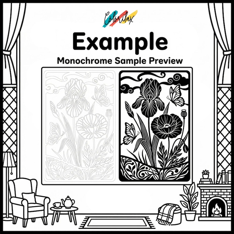 50 Summer Flowers Blossom MonoChrome Coloring Pages Adult Coloring Book Printable Plants Leaves Instant Download Stress Relief PDF image 5