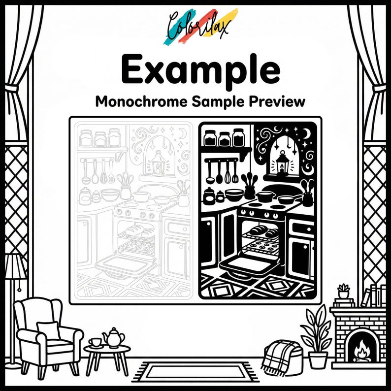 50 Cozy House Retreat Cozy Home Monochrome Coloring Pages Adult Coloring Printable Instant Download Stress Relief Mindfulness image 8