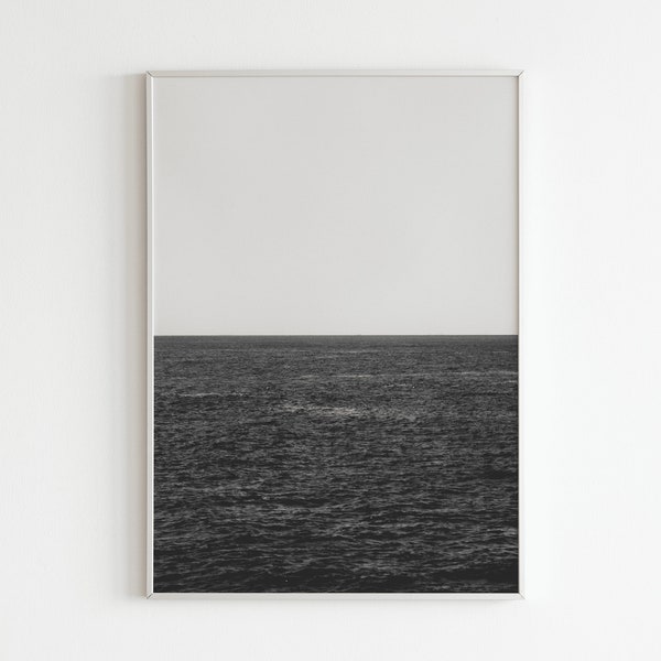 Black and White Seascape Photograph Wall Art Print | Living Room Wall Decor | Photograph of the Sea | Modern Wall Art | Digital Download