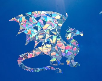 Dragon Suncatcher Sticker – Rainbow Window Cling, Nursery Wall Decor