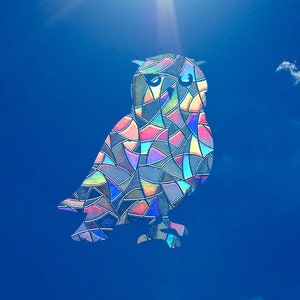 Owl Suncatcher Sticker: Rainbow Window Cling, Nursery Wall Art