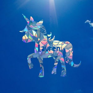 Calcomanía personalizada para ventana con pegatina de atrapasol de unicornio bebé, regalos de unicornios para niñas pequeñas, adorno personalizado de atrapasol