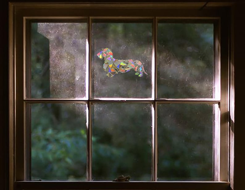 Wire Haired Dachshund Suncatcher Sticker, Dog Sun Catcher Window Decal