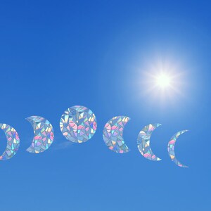 Moon Phases Suncatcher Sticker – Rainbow Window Decal, Lunar Cycle Decor image 2
