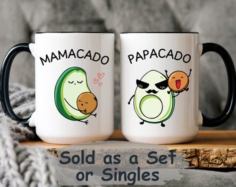 Pregnancy Announcement Mug, Mom Avocado Mug, First Time Parents Gift Set, Baby Shower Gift, Pregnancy Reveal Mug Set, Mom Dad Coffee Mug