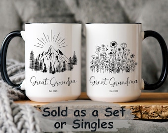 New Great Grandparents Mug Set Est 2024, Great Grandparent Pregnancy Announcement Personalized Mugs, New Grandma Grandpa Gift From Baby