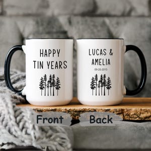 Personalisierte Zinn Jahre Paar Tassen, Geschenk zum 10-jährigen Jubiläum