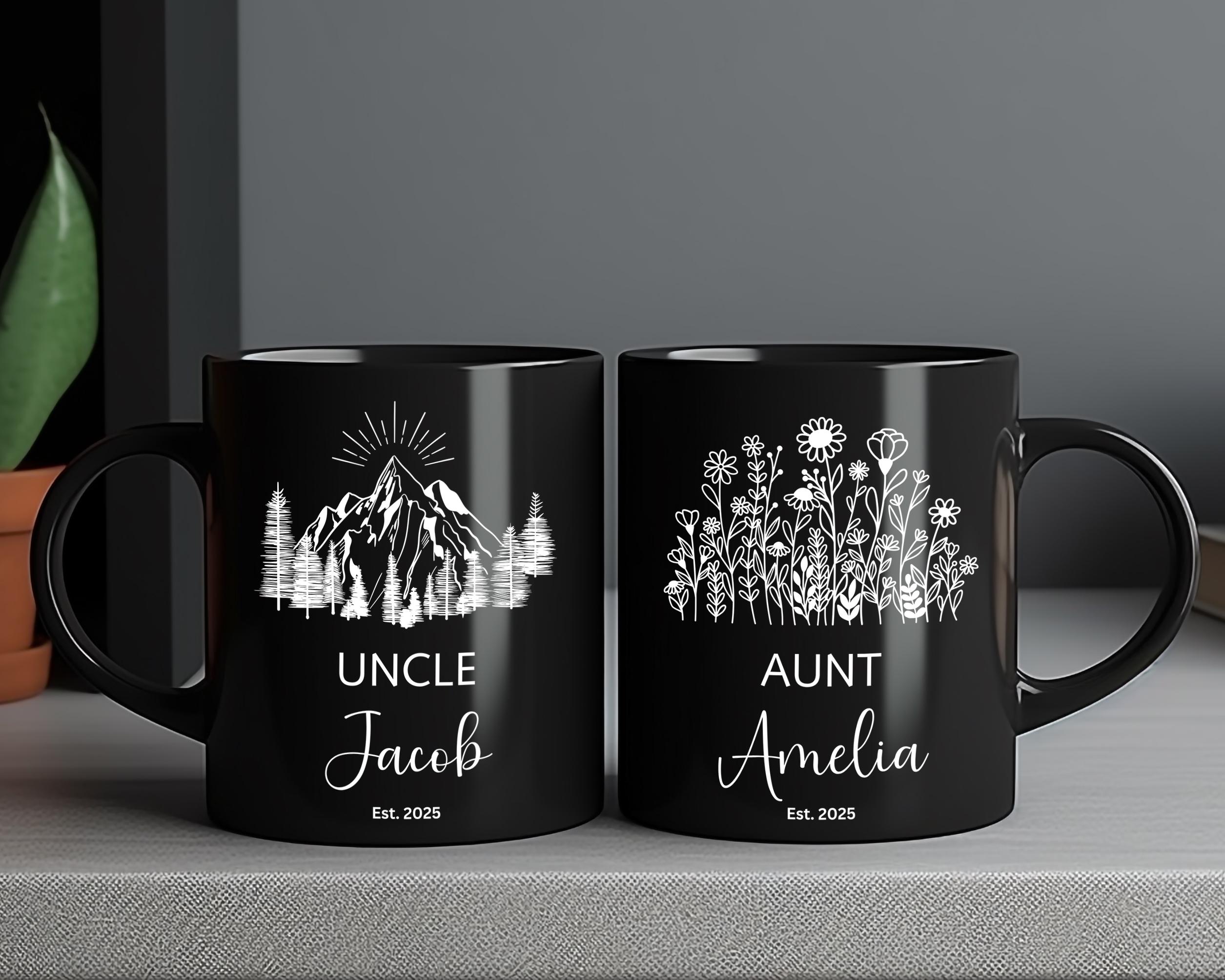Customized Aunt and Uncle Pregnancy Announcement Mug Set, Baby Reveal ...