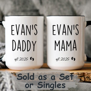 Personalized Mama and Daddy Mug Set: Pregnancy Announcement Gift
