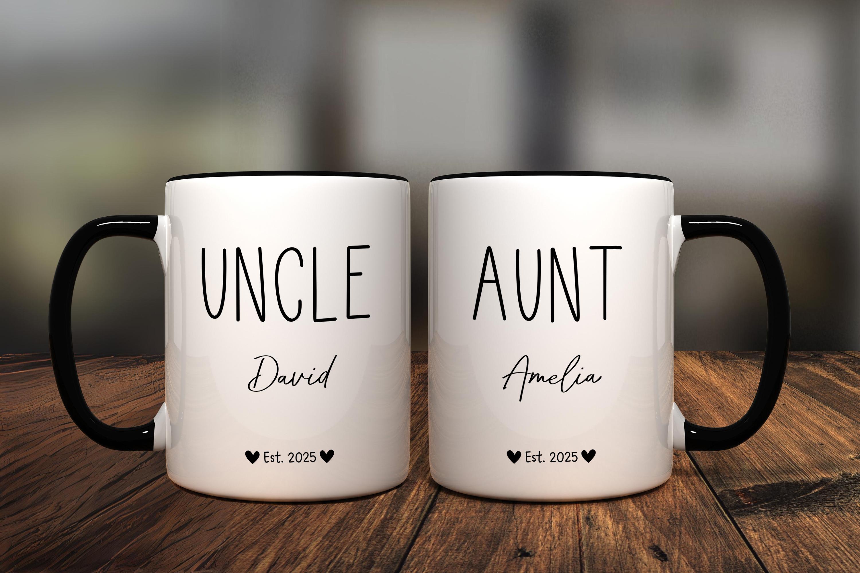 Customized Uncle Aunt Mug Set, Pregnancy Announcement Gift for Aunt and ...