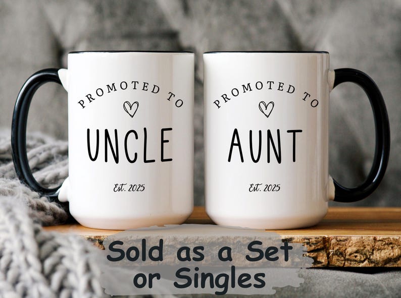 Pregnancy Announcement Mug Set for Aunt and Uncle, Custom Pregnancy ...