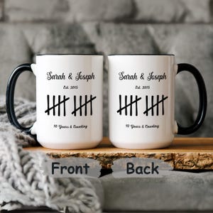 Personalized 10th Anniversary Mug, Tally Marks, Couple Names & Year