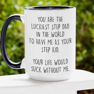 Taza divertida de padrastro, Regalo del Día del Padre para padrastro, Taza de padrastro eres el más afortunado, Regalo de hijastra, Regalo de hijastro, Mejor padrastro
