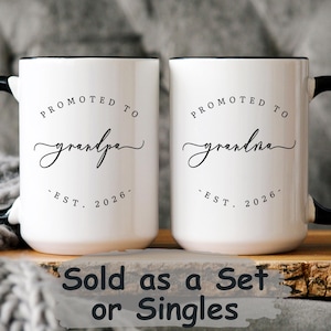 Ensemble de tasses faire-part de grossesse aux grands-parents, Tasse promue grand-mère, Cadeau promu grand-père, Révélation de grossesse aux grands-parents - Est 2026