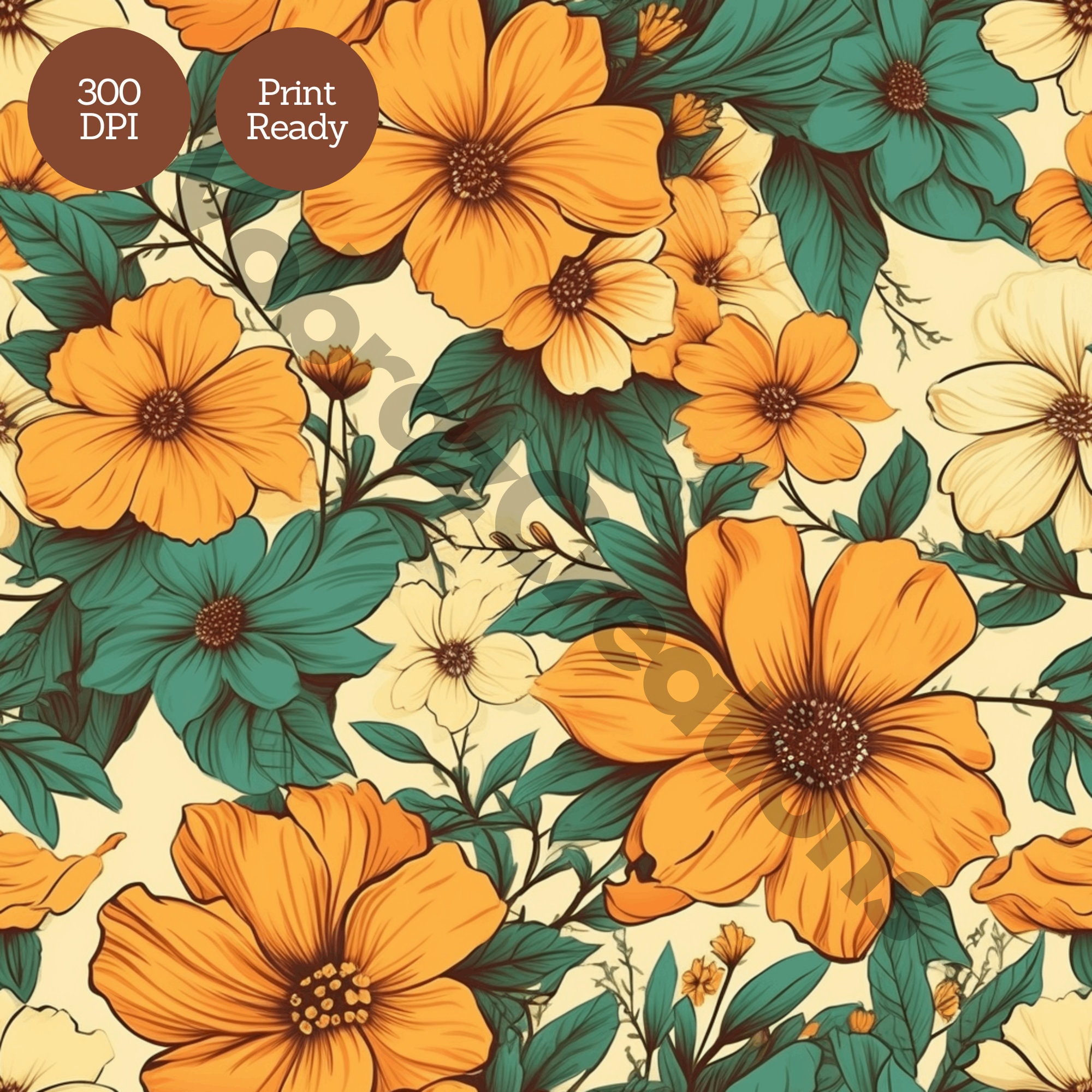 100 Seamless Vintage Floral Prints Flowers Digital Paper Etsy