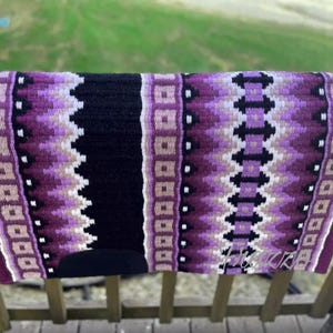 Purple Western Show Saddle Pad: New Zealand Wool, Hand Loomed
