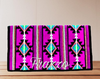 Hand Loomed New Zealand Wool Western Show Saddle Blanket, Available in all sizes