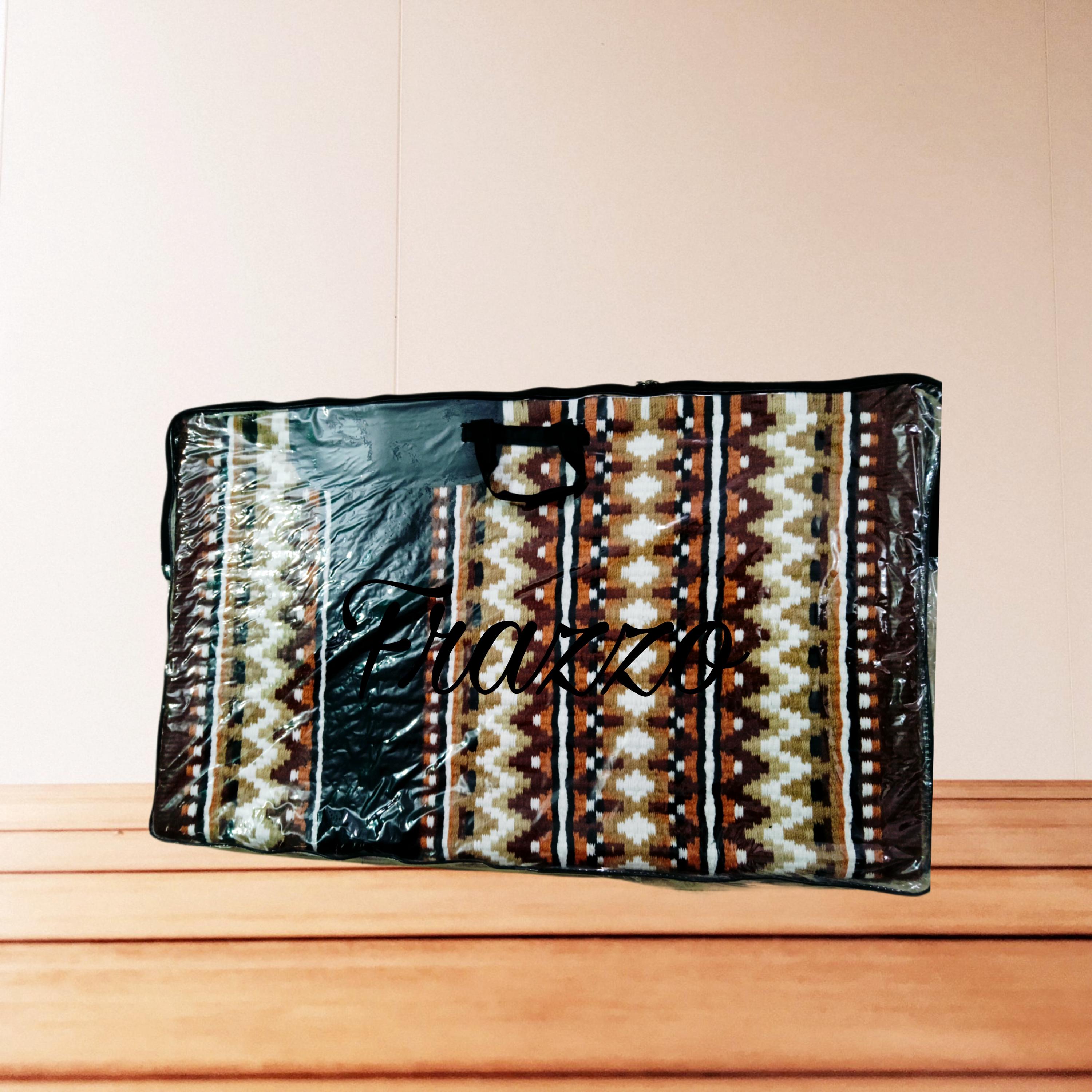 Couverture De Selle Western En Laine - Motif Ranch, Marron Et Noir, 81x91 Cm