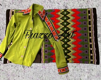 Conjunto de camisa y protección para espectáculos occidentales con diamantes de imitación: atuendo de vaquera de reina del rodeo