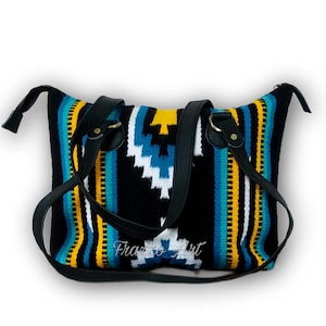 Handmade Western Woolen Shoulder Bag with Leather Straps