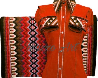 Conjunto de camisa y almohadilla de estilo western, atuendo de vaquera reina del rodeo, ropa de espectáculo