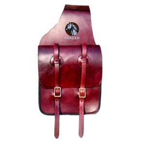 HILASON Sacoche de selle cheval en cuir souple marron